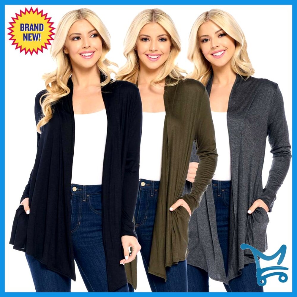 3-Pack Lightweight Open Front Cardigans With Pock… - image 1
